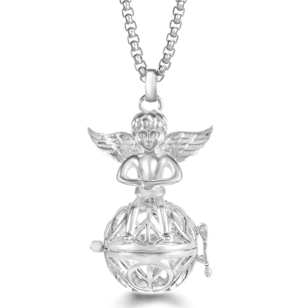 Steel Aromatherapy Ball Necklace, Aesthetic Spiritual Jewelry
