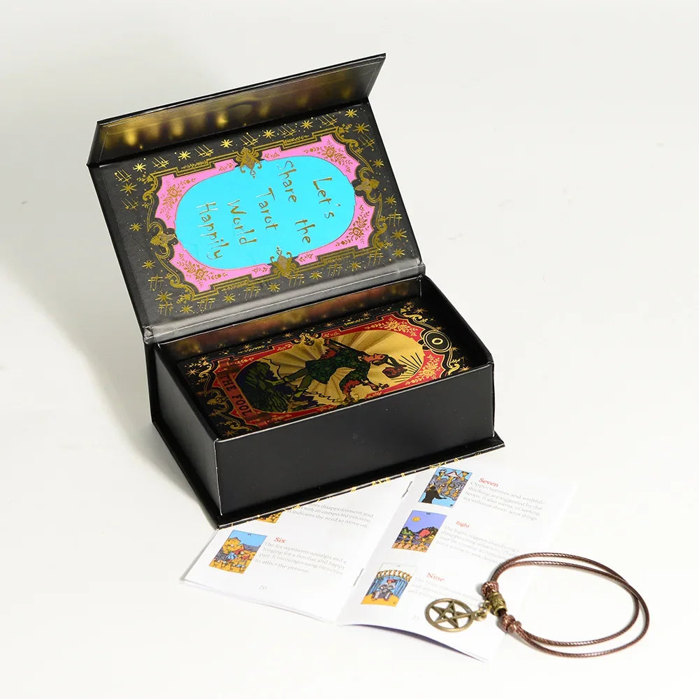 Floral - Starry Mandala (Gold, Black, Pink) Rider-Waite-Smith Tarot Deck