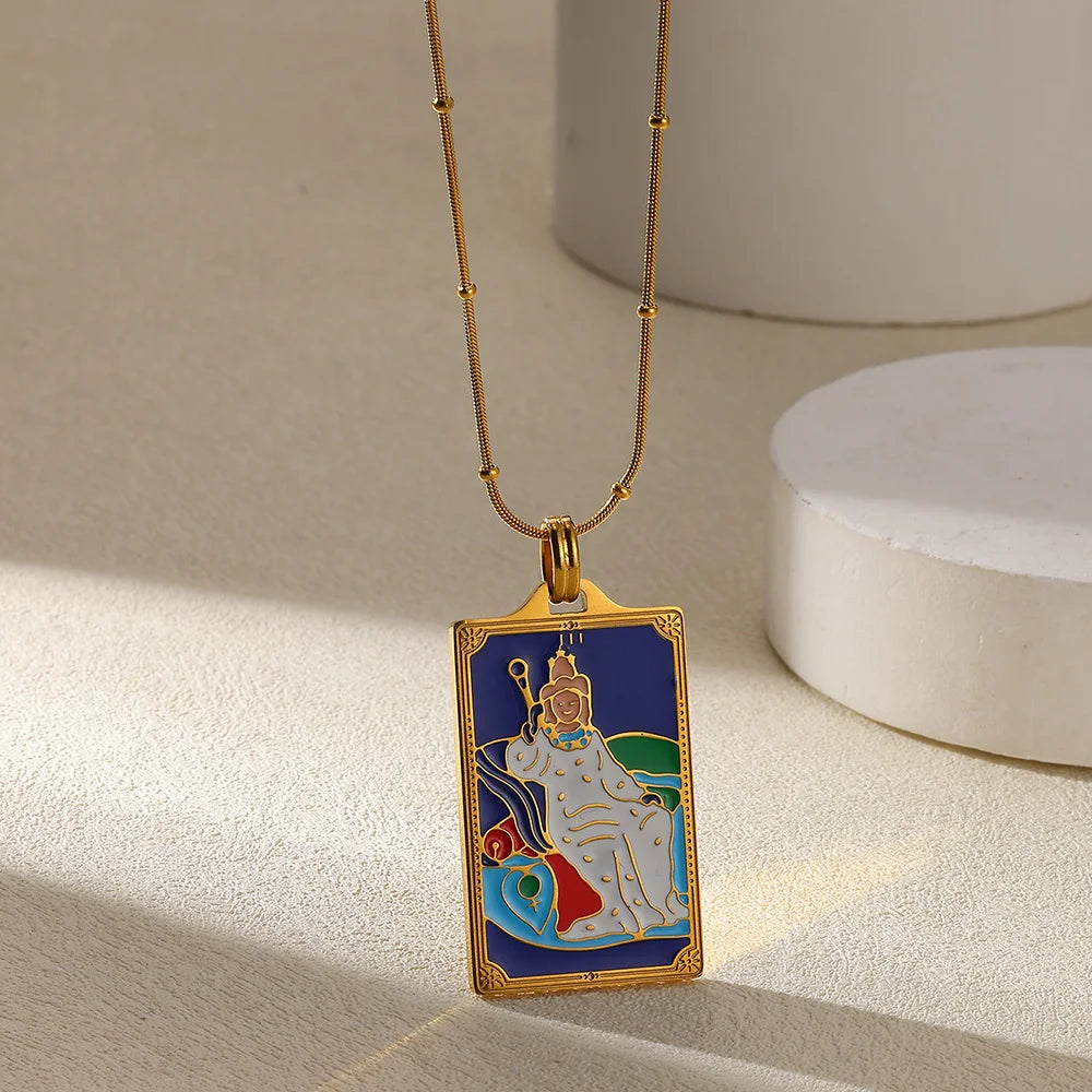 True-Color Gold Tarot Card Necklace, Original Rider-Waite-Smith Design