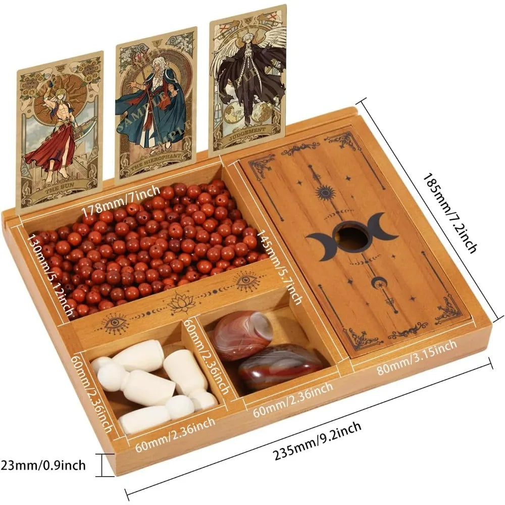 Wooden Tarot Card Holder Stand, Crystal Storage and Tarot Card Reading
