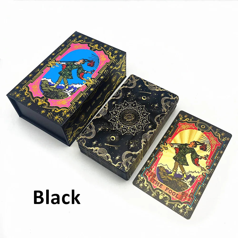 Premium Astrological Mandala Gold and Black Foil Tarot Card Deck, Rider-Waite-Smith