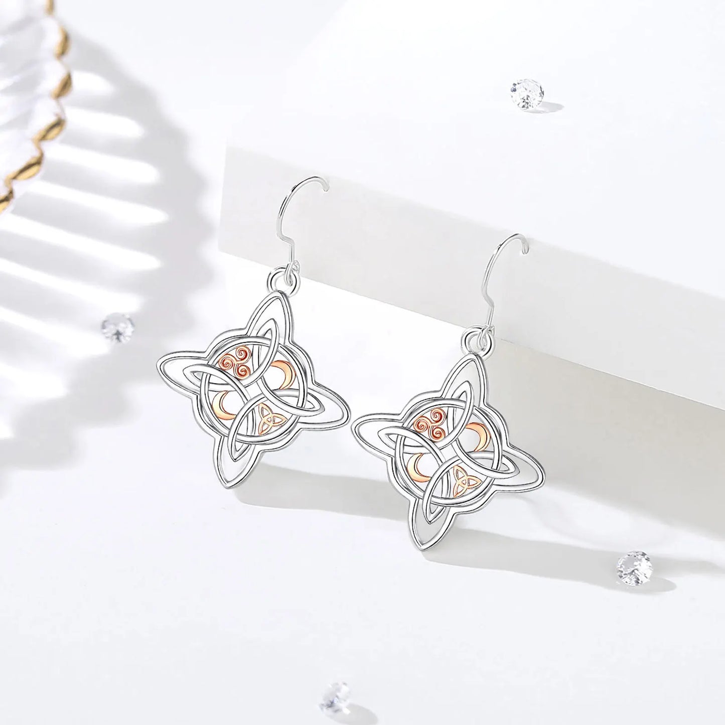 925 Sterling Silver Witches Knot Drop Earrings Witchcraft Celtic Jewelry