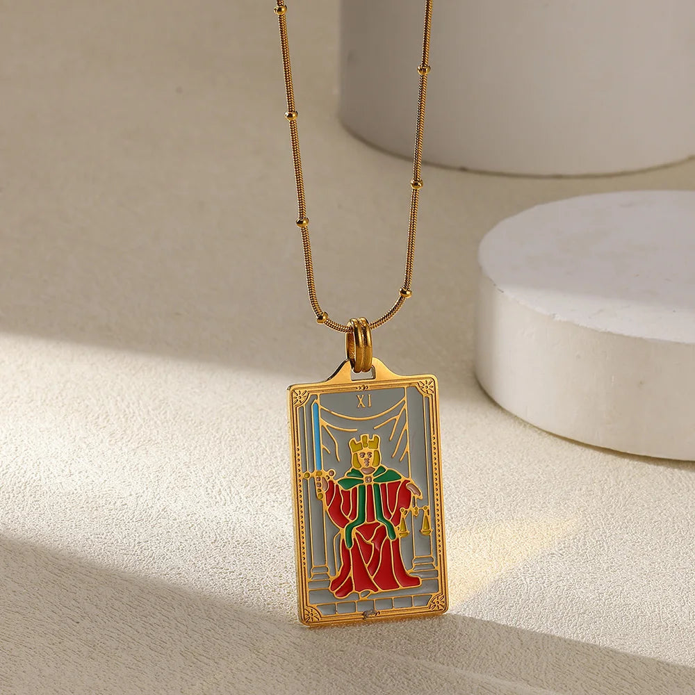 True-Color Gold Tarot Card Necklace, Original Rider-Waite-Smith Design