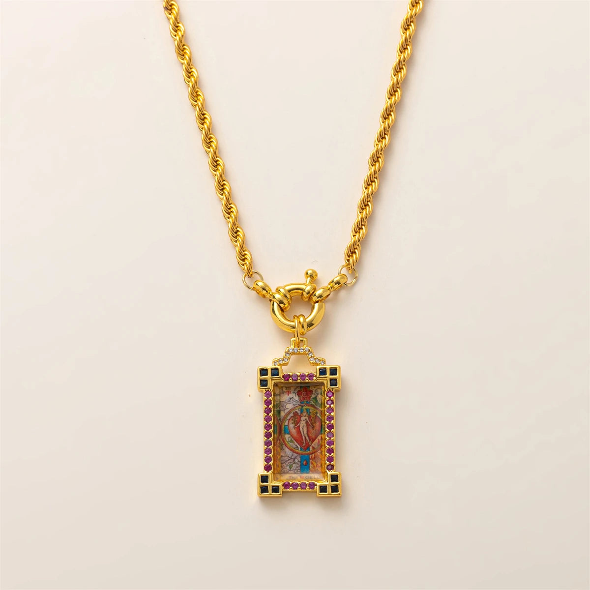 Tarot Card Dainty Gold Necklace, Artistic Charms