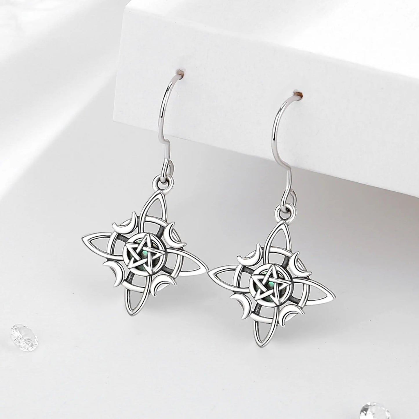 925 Sterling Silver Witch Knot Drop Earrings for Women Irish Celtic Knot Jewelry