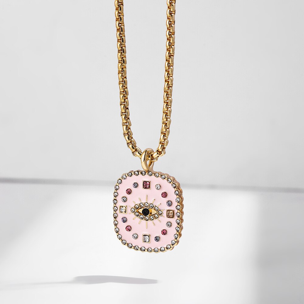 Dainty Evil Eye Hasma Necklace and Colorful Pendant | Zodiac, Horoscope Theme