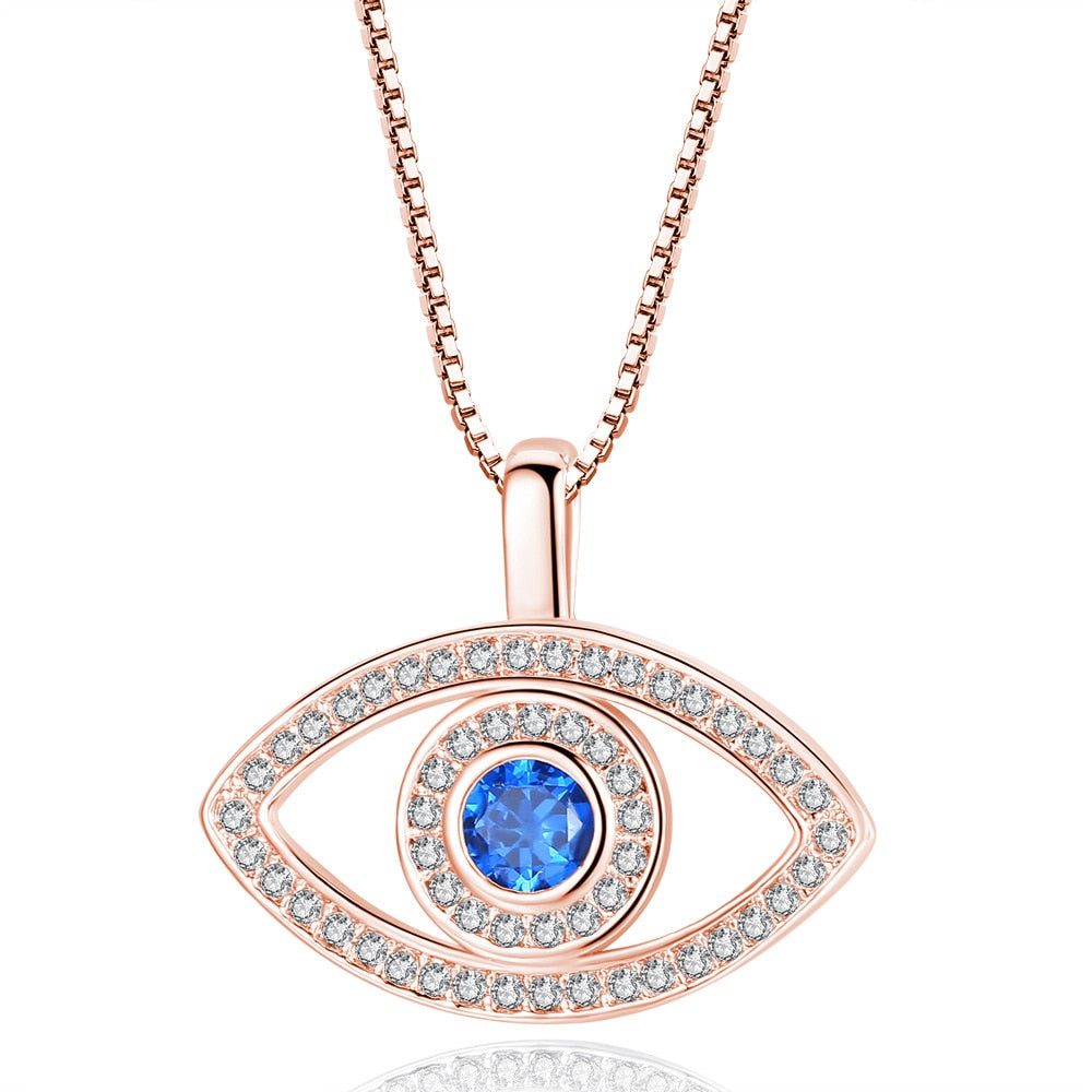 Evil Eye Crystal Necklace | Hamsa Style, Silver Spiritual Jewelry