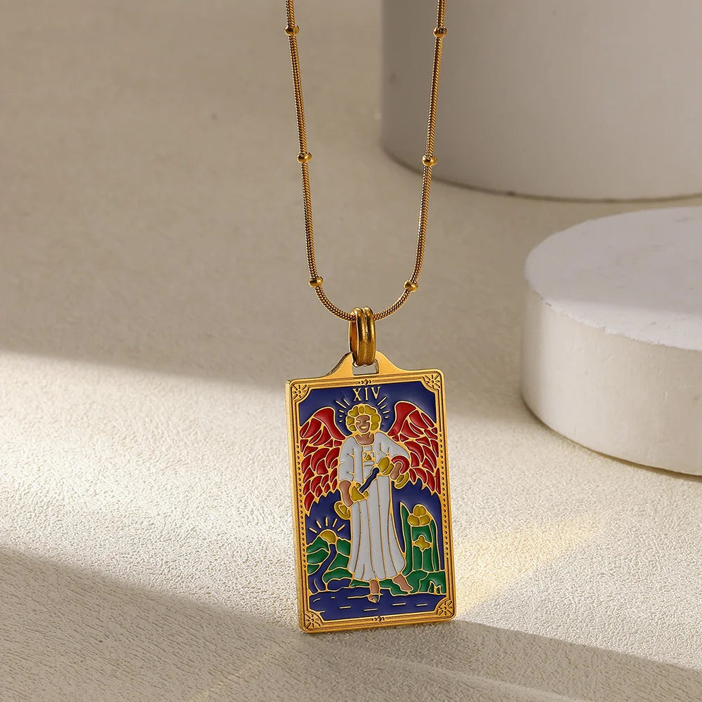 True-Color Gold Tarot Card Necklace, Original Rider-Waite-Smith Design