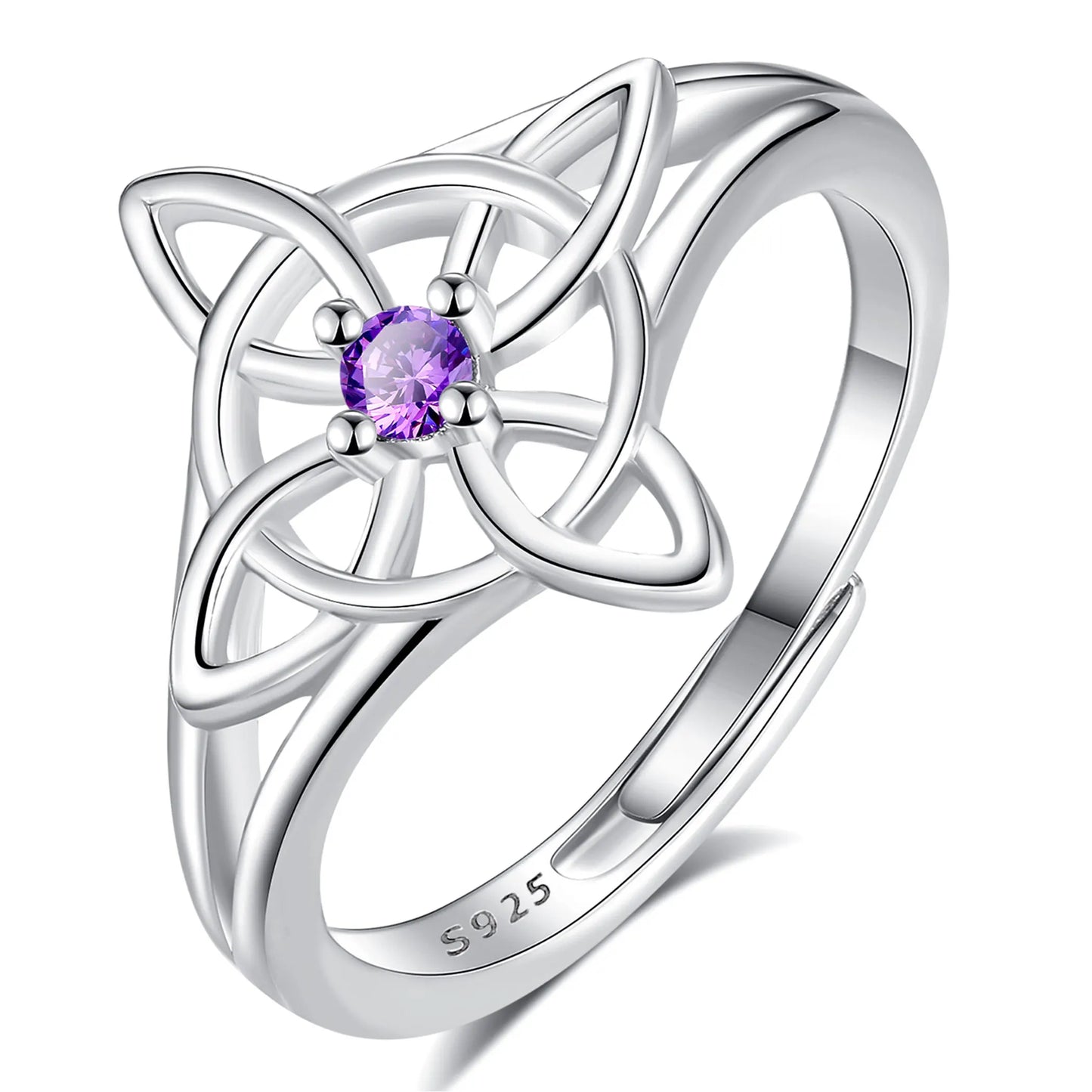 925 Sterling Silver Witch Knot Adjustable Ring for Women, Celtic Knot