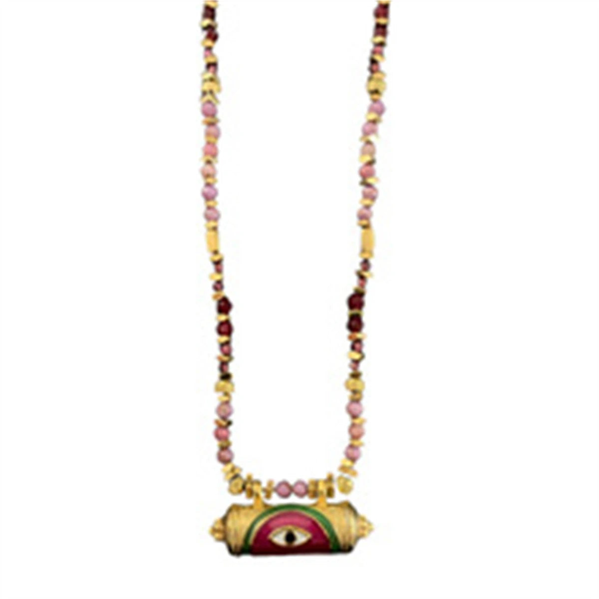 Evil Eye Kaleidoscope Necklace Gold Plated Vintage Pendant