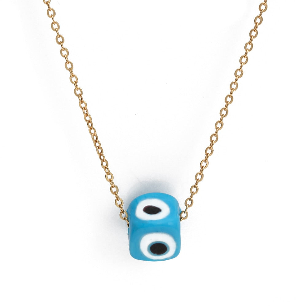 Lucky Evil Eye Colorful Drip Drop Pendant Necklace | Hamsa