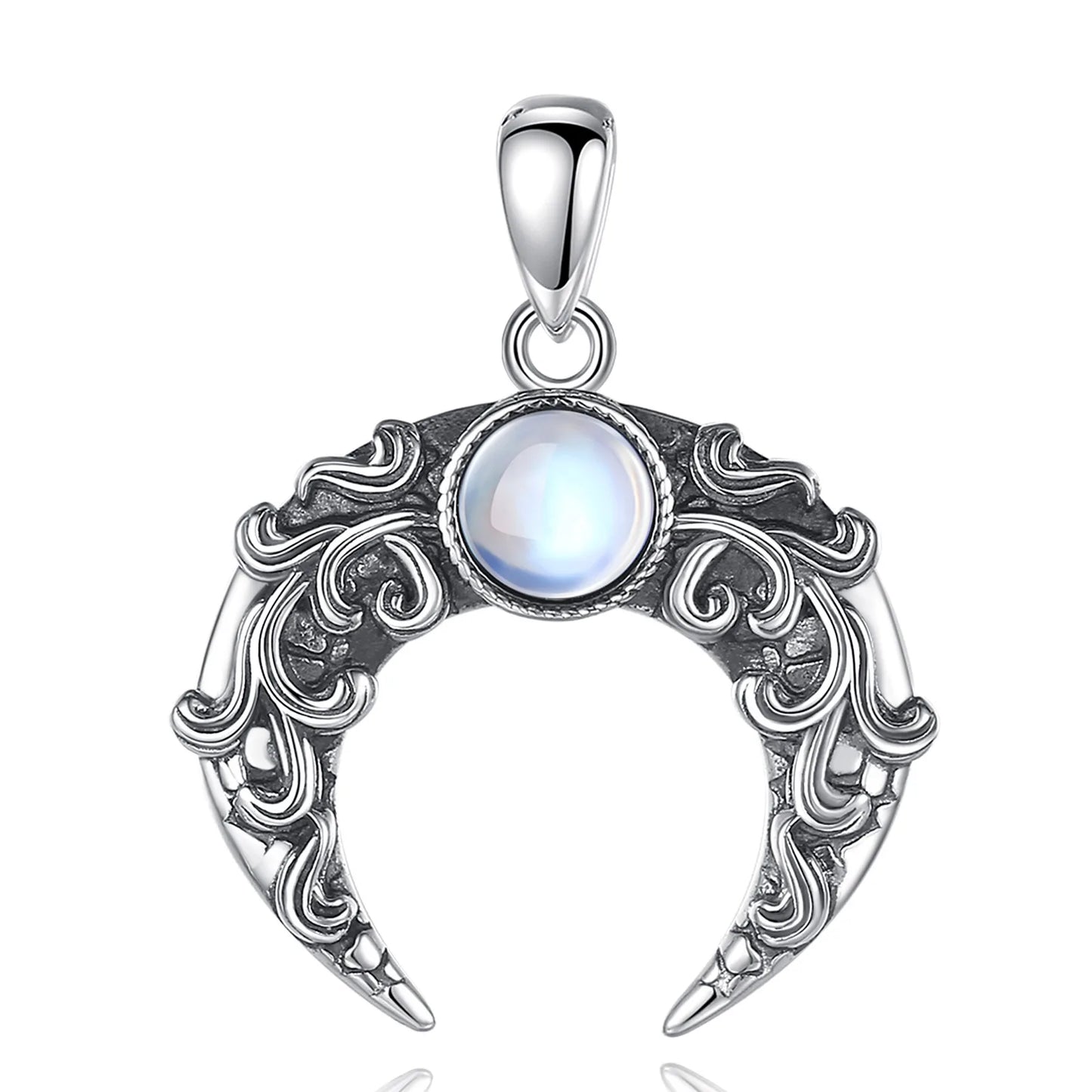 925 Sterling Silver Moon Necklace for Women, Moonstone Amulet Pendant