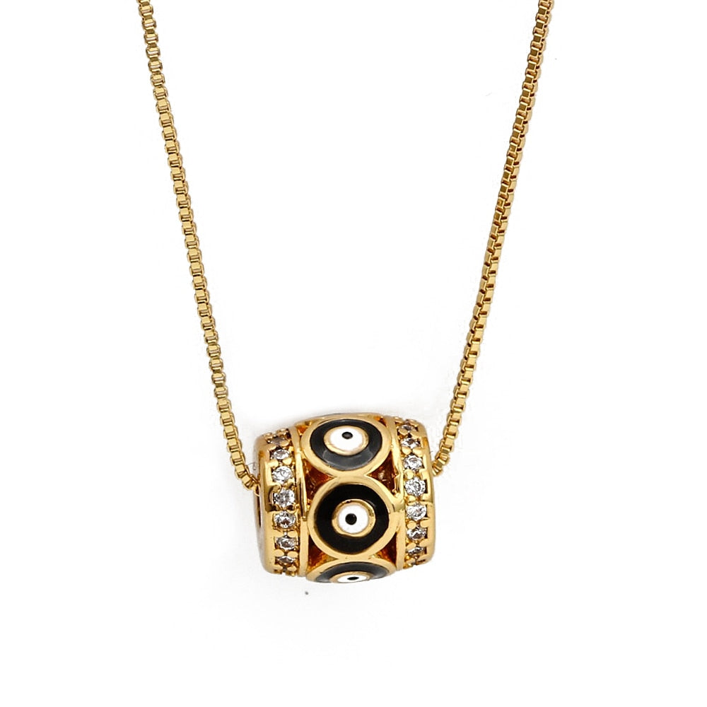 Lucky Evil Eye Colorful Drip Drop Pendant Necklace | Hamsa
