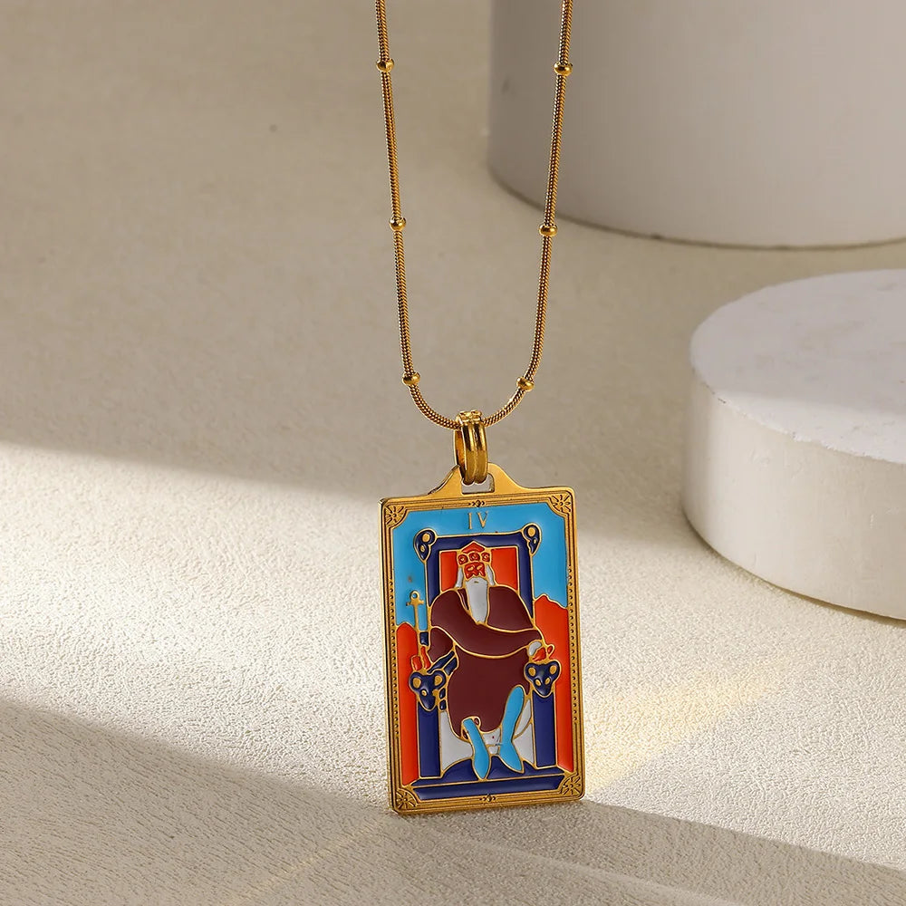 True-Color Gold Tarot Card Necklace, Original Rider-Waite-Smith Design
