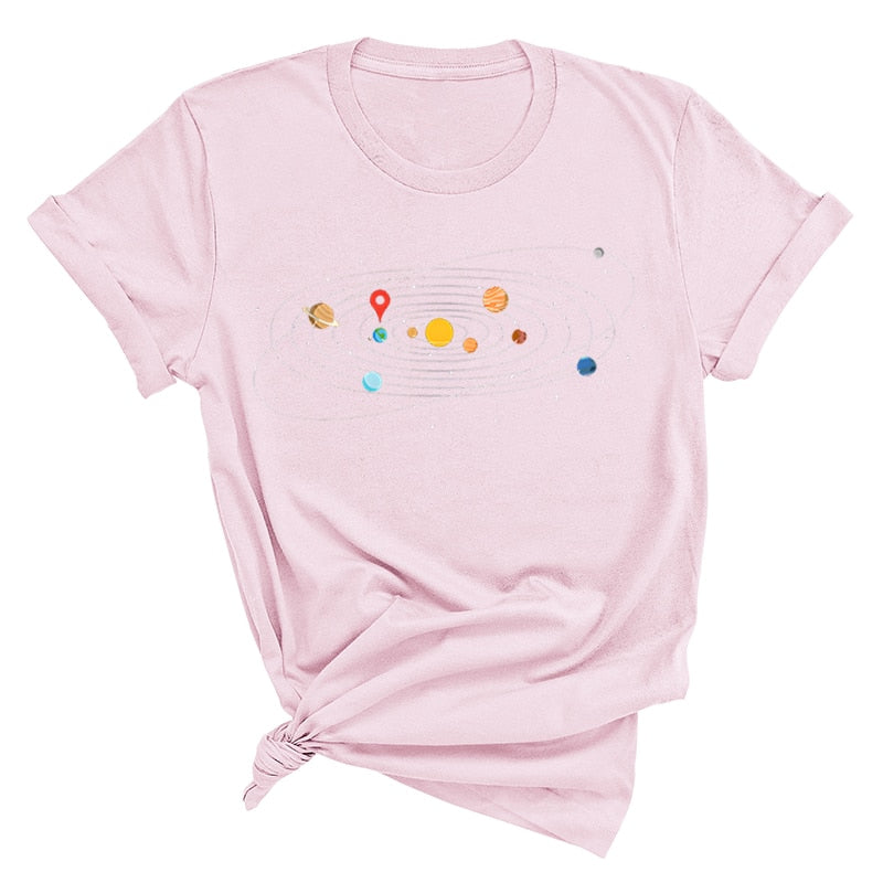 Women's Solar System 'You Are Here' Colorful T-Shirts | Astrology Apparel