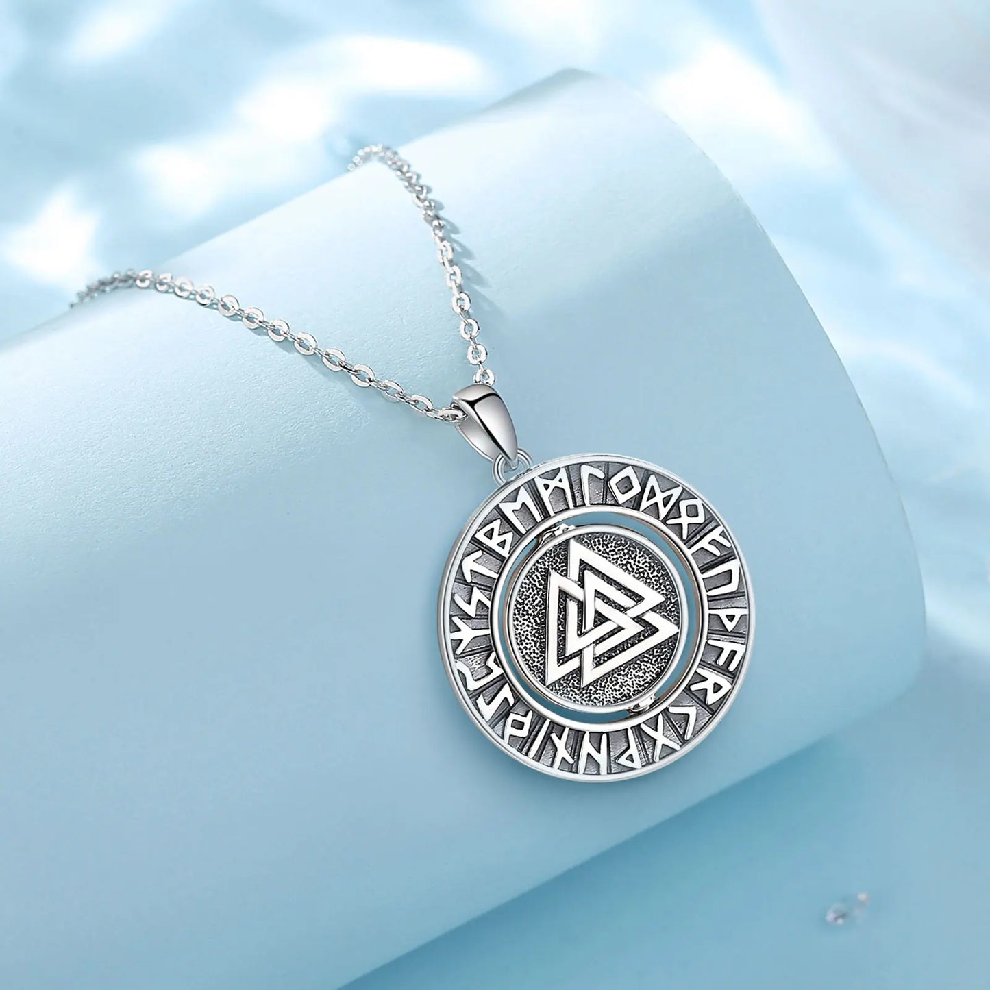 925 Sterling Silver Viking Runes Pendant for Women and Man, Norse Viking Amulet Necklace
