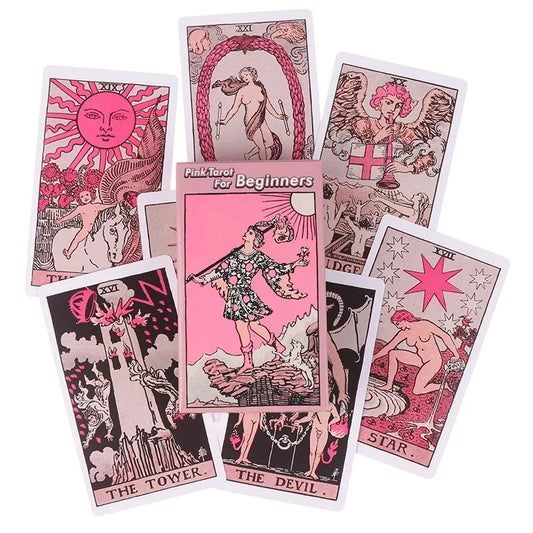 Pink Tarot for Beginners | Elegant 78-Card Rider-Waite-Smith Deck with Guidebook