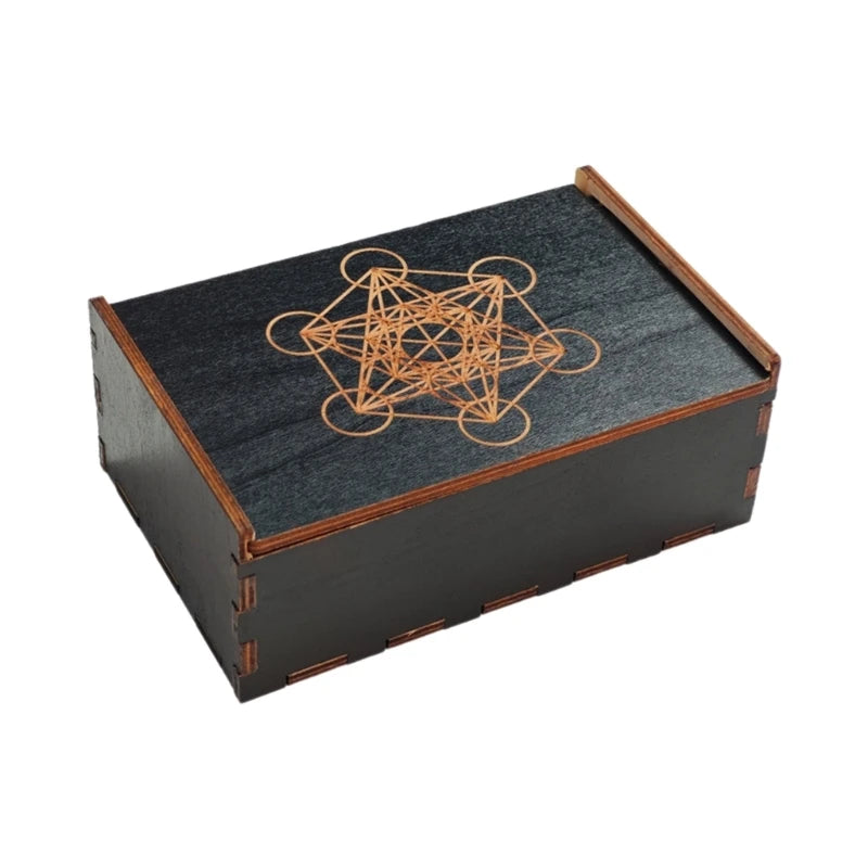 Engraved Wooden Tarot Card Box, Crystal Storage, Trees of Life