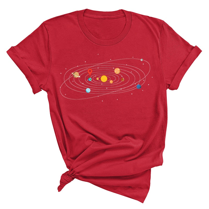 Women's Solar System 'You Are Here' Colorful T-Shirts | Astrology Apparel