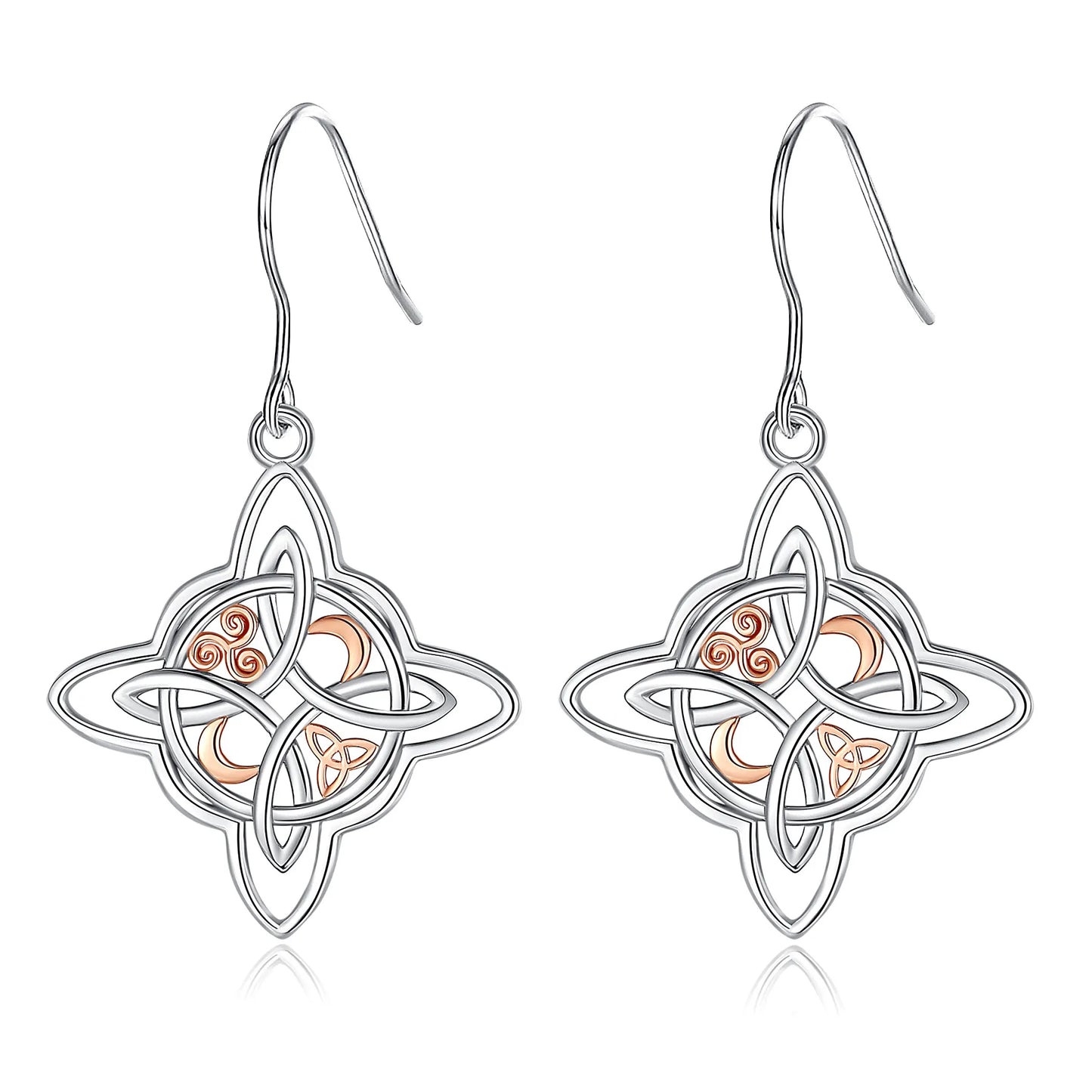 925 Sterling Silver Witches Knot Drop Earrings Witchcraft Celtic Jewelry