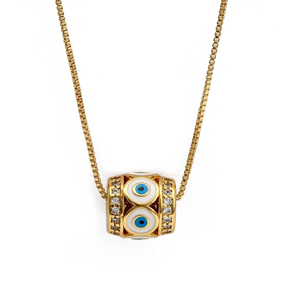 Lucky Evil Eye Colorful Drip Drop Pendant Necklace | Hamsa
