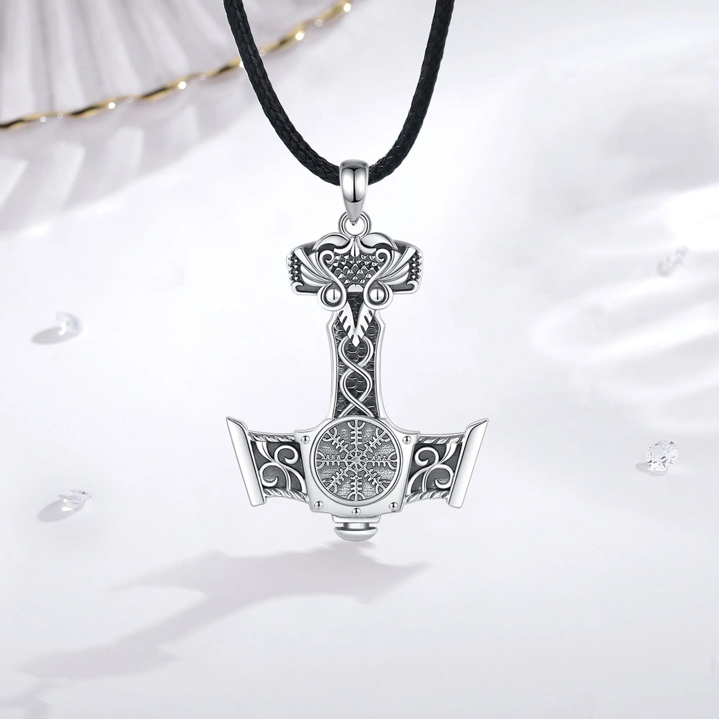 925 Sterling Silver Norse Viking Thor's Hammer Necklace and Pendant Amulet