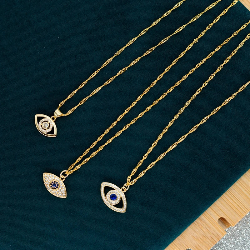 Evil Blue Eye Gold Necklace | Pendant, 316L Stainless Steel