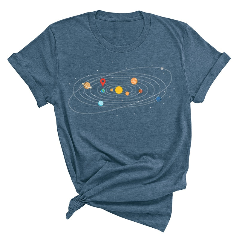 Women's Solar System 'You Are Here' Colorful T-Shirts | Astrology Apparel