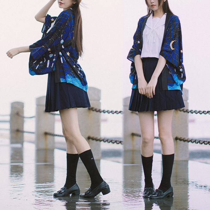 Celestial Japanese Kimono | Stars, Moon, Cosmos