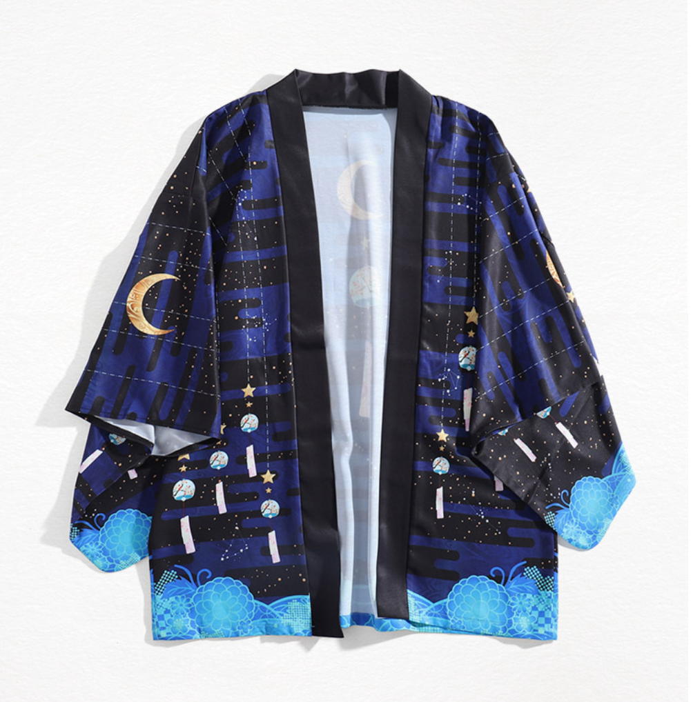 Celestial Japanese Kimono | Stars, Moon, Cosmos
