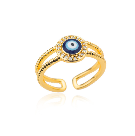 Evil Eye Gold Rings | Adjustable Stainless Steel Hamsa Jewelry