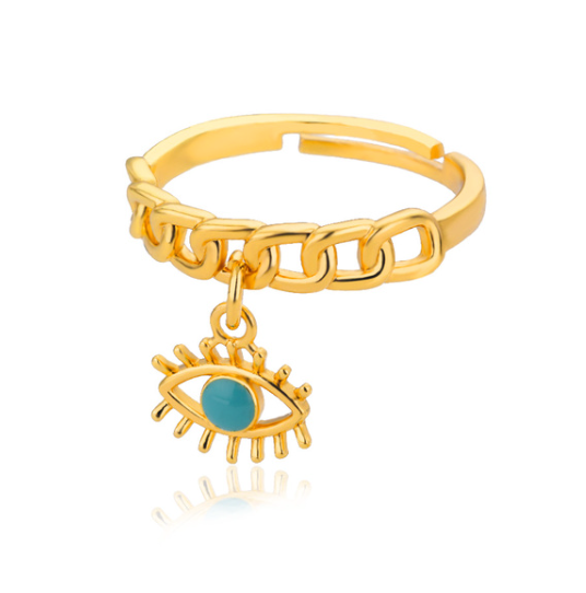 Evil Eye Gold Rings | Adjustable Stainless Steel Hamsa Jewelry