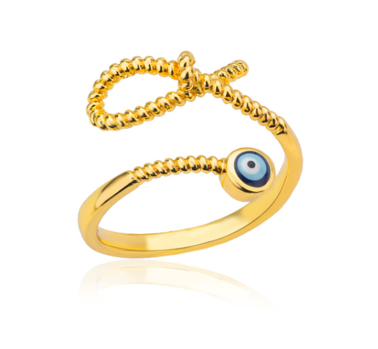 Evil Eye Gold Rings | Adjustable Stainless Steel Hamsa Jewelry
