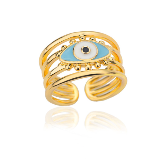 Evil Eye Gold Rings | Adjustable Stainless Steel Hamsa Jewelry