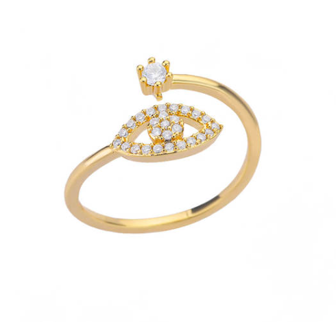 Evil Eye Gold Rings | Adjustable Stainless Steel Hamsa Jewelry