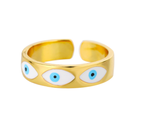 Evil Eye Gold Rings | Adjustable Stainless Steel Hamsa Jewelry