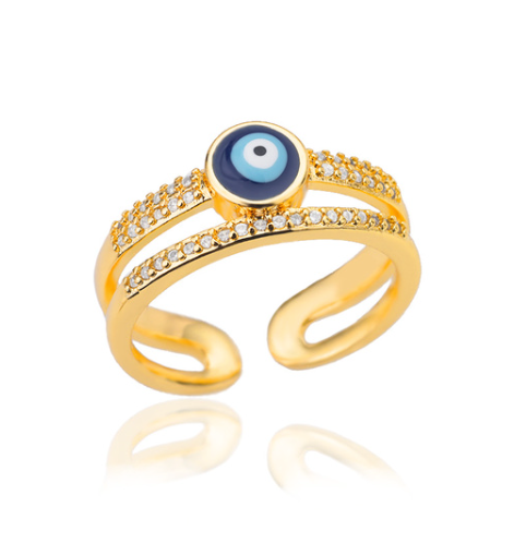 Evil Eye Gold Rings | Adjustable Stainless Steel Hamsa Jewelry