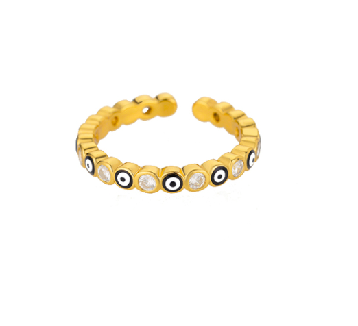 Evil Eye Gold Rings | Adjustable Stainless Steel Hamsa Jewelry