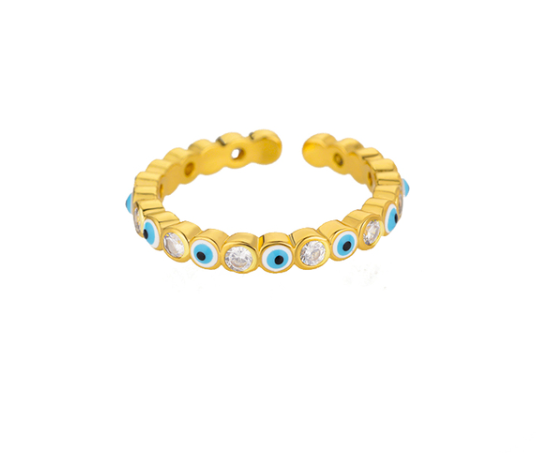 Evil Eye Gold Rings | Adjustable Stainless Steel Hamsa Jewelry