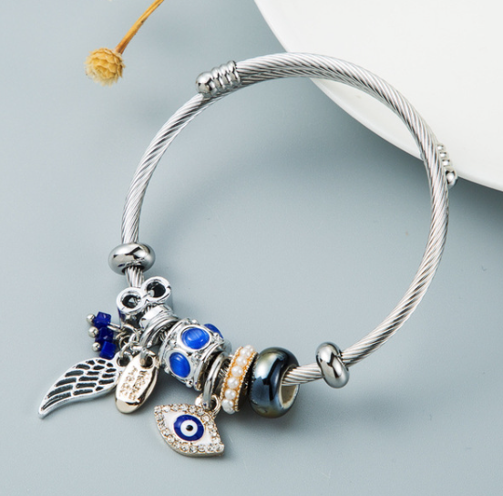 Elegant Evil Eye Charm Bracelet | Stainless Steel Hamsa Protection