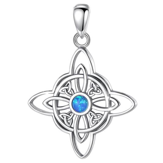 925 Sterling Silver Witches Knot Opal Necklace | Witch, Witchy Jewelry
