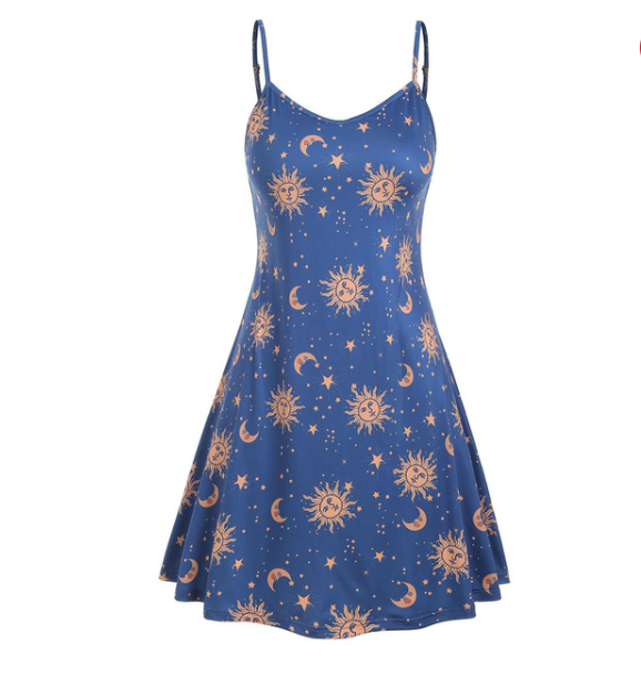 Starry Celestial Summer / Beach Dress | Gothic, Whimsigoth Style - Aesthetic