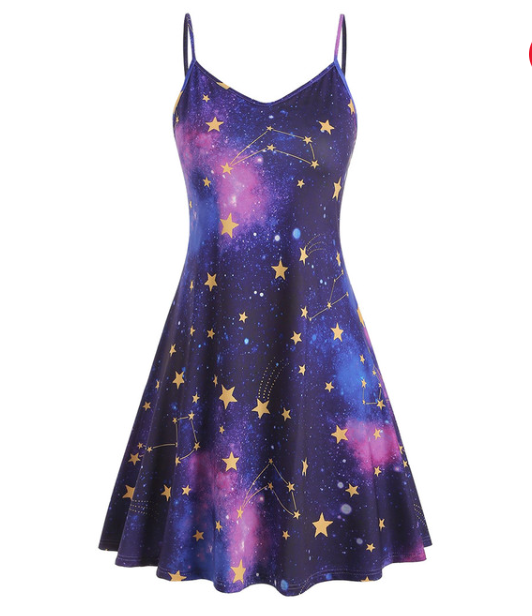 Starry Celestial Summer / Beach Dress | Gothic, Whimsigoth Style - Aesthetic