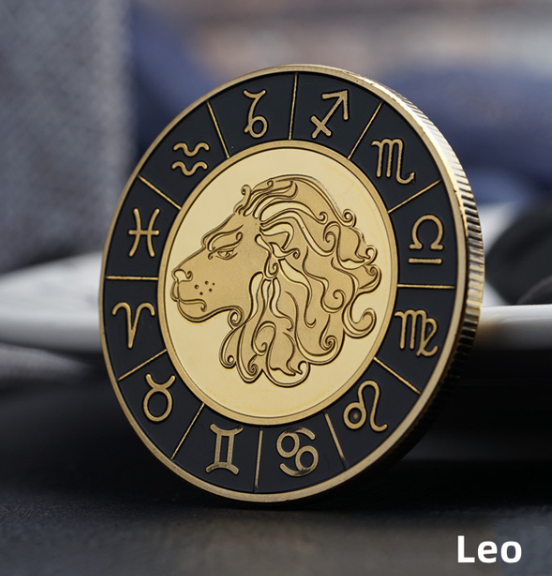 Gold / Black Zodiac Coin - Stainless Steel - Horoscope, Astrology theme