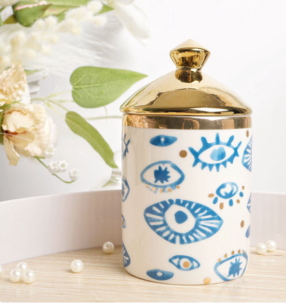 Evil Eye, Hamsa Premium Ceramic Jar | Nazar Kitchen Accessories