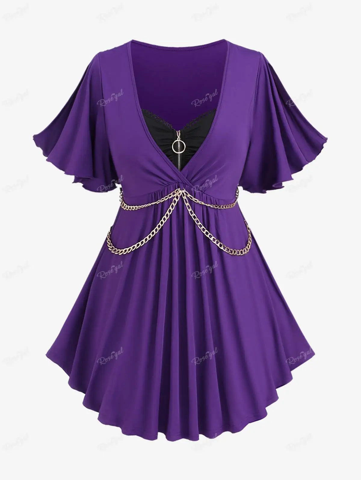 Purple Victoria - Gothic Style Women's Dress, Elegant Lace Dress