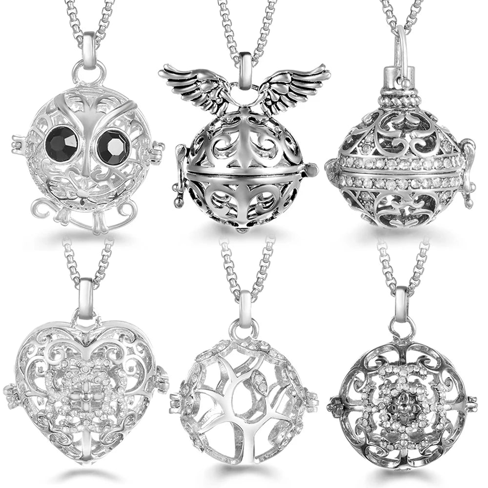 Steel Aromatherapy Ball Necklace, Aesthetic Spiritual Jewelry