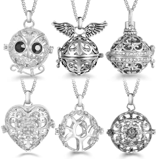 Steel Aromatherapy Ball Necklace, Aesthetic Spiritual Jewelry