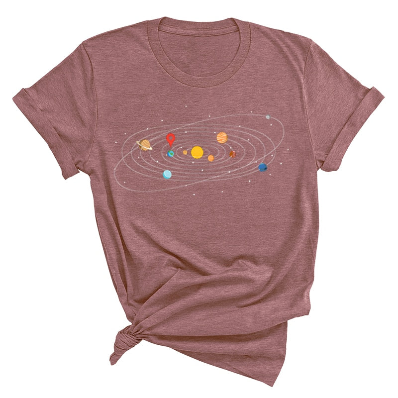 Women's Solar System 'You Are Here' Colorful T-Shirts | Astrology Apparel