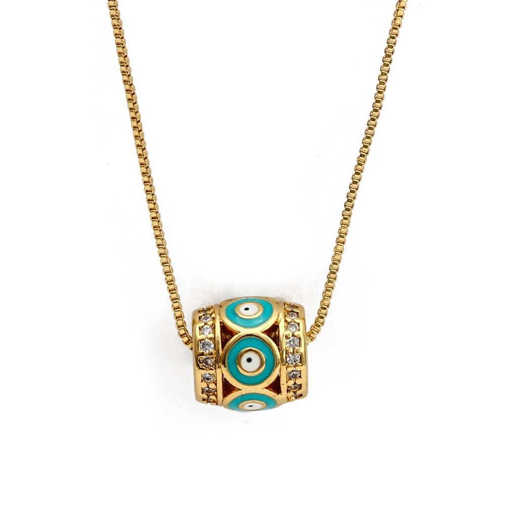 Lucky Evil Eye Colorful Drip Drop Pendant Necklace | Hamsa